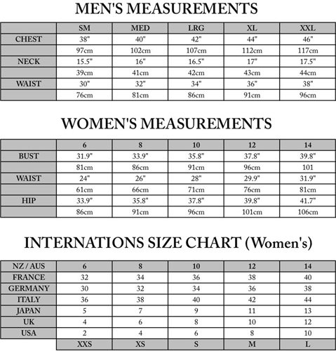 Stussy Clothing Size Chart