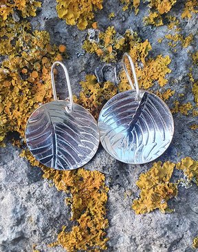 Silver & Copper Earrings - Fern  Leaf patterned-jewellery-HYDRO SURF