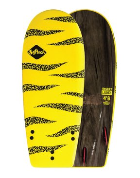 Softech Rocket Launch 4'2 Yellow &  Black Soft Top Softboard + Leash & Wax-soft-HYDRO SURF