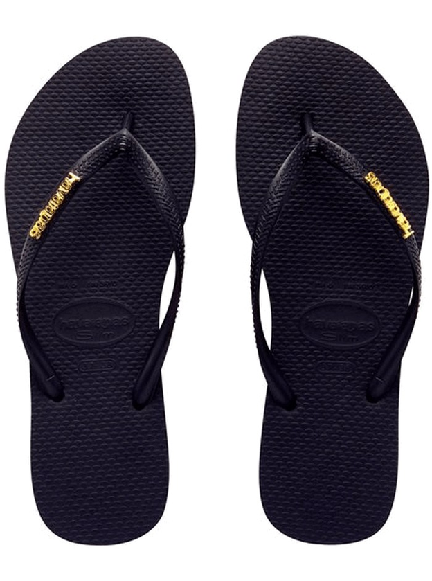 Havaianas Slim Logo Metallic Blk & Gold - Havaianas | Hydro Surf Shop ...