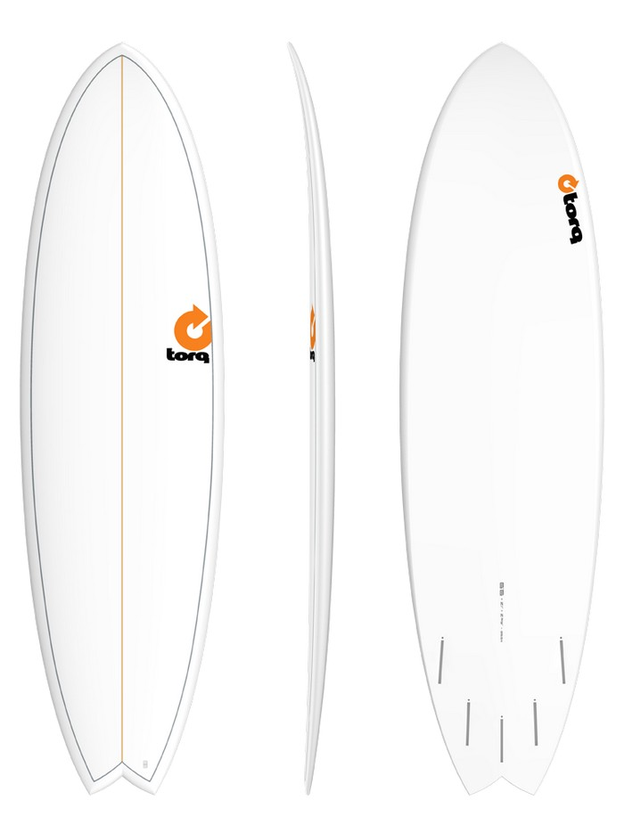 Torq Mod Fish Surfboard Sizes Pinline White