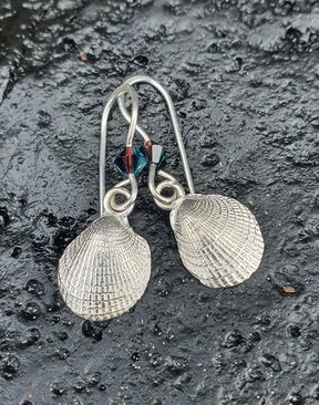 Silver Cockle Sheel &  Swarovski Crystal Earrings-jewellery-HYDRO SURF