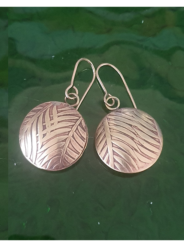 Fern Leaf Brass Earrings 