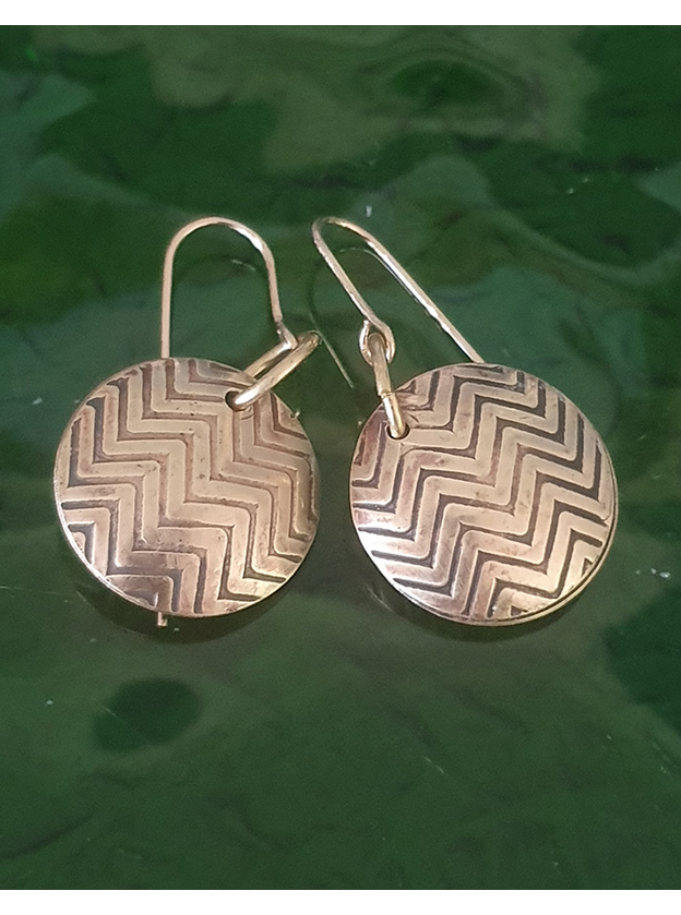 Herringbone Brass Earrings 