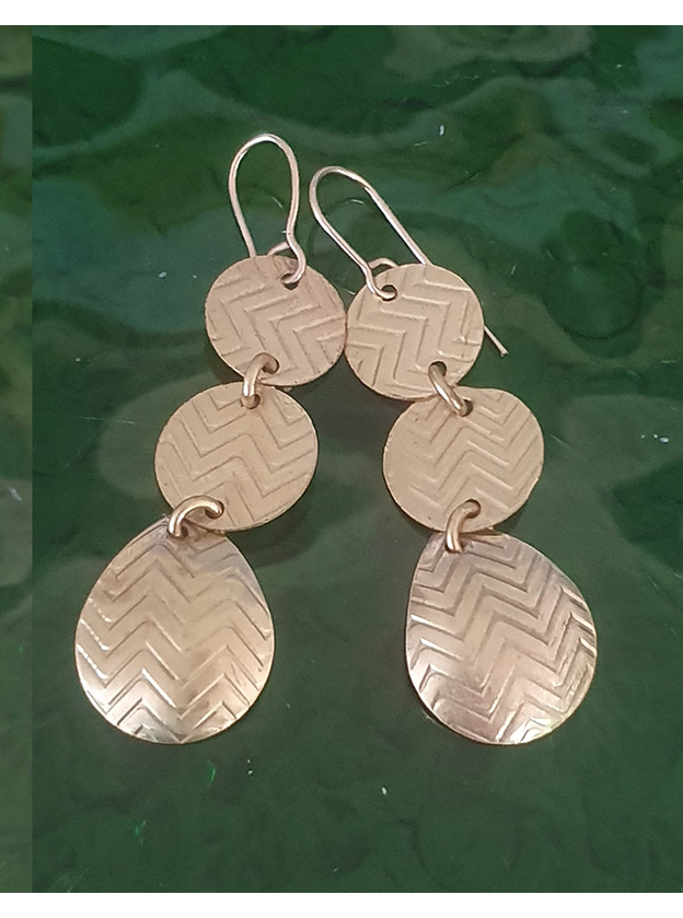 Herringbone Brass Earrings Handmade Jewellery HYDRO Surf Shop