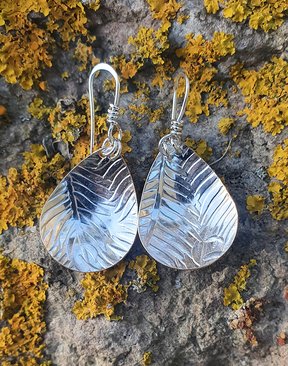 Silver & Copper Earrings - Fern Leaf Patterned-jewellery-HYDRO SURF