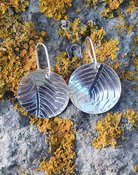 Silver & Copper Earrings - Fern  Leaf patterned