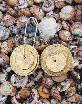Textured Brass Earrings on Sterling Silver Earwire-jewellery-HYDRO SURF