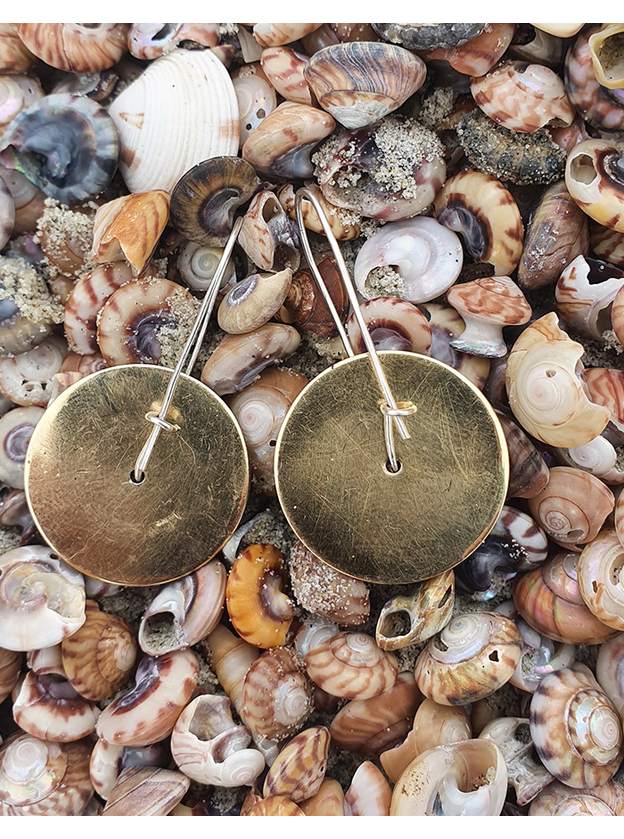 Brass & Copper Earrings with Sterling Silver Earwires Handmade