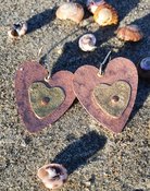 Copper & Brass Textured Heart Earrings