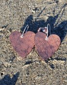 Textured copper Heart earrings
