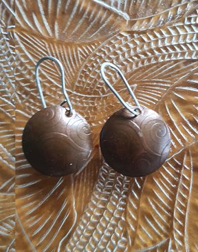 Koru Copper Earrings with Silver Hooks-jewellery-HYDRO SURF