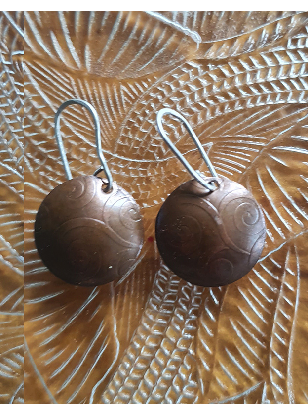Koru Copper Earrings with Silver Hooks