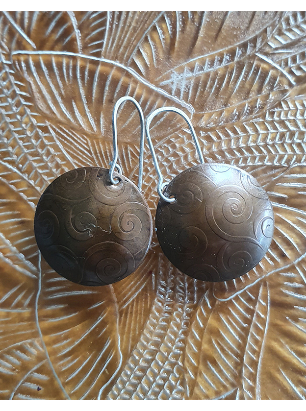 Koru Copper Earrings with SIlver Hooks