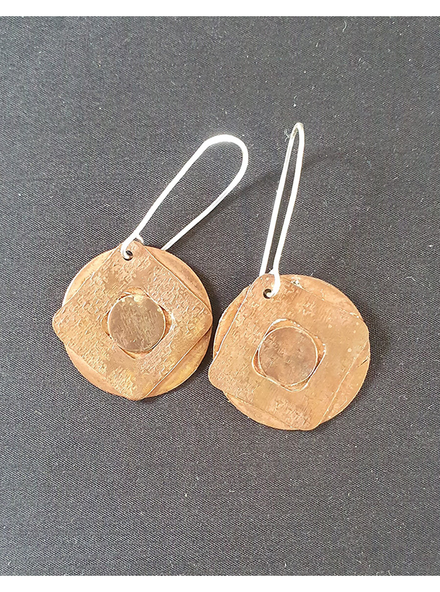 Copper Earrings with Silver Hooks