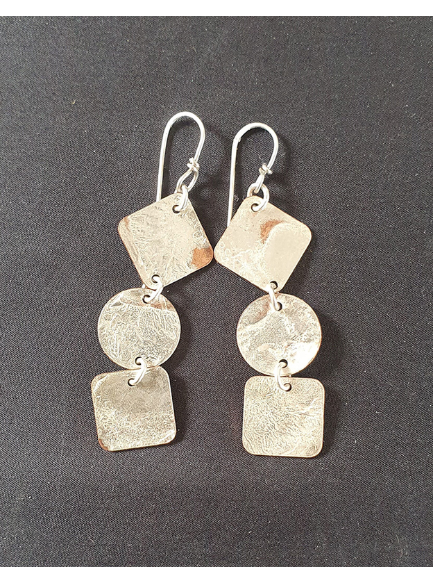 Silver and Copper Earrings with Silver Ear Wires