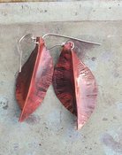 Copper Leaf Earrings with Silver Ear Wires