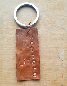 Handmade  copper tag  key ring Fundraiser  Life Matters Suicide Prevention Trust-keyrings-HYDRO SURF