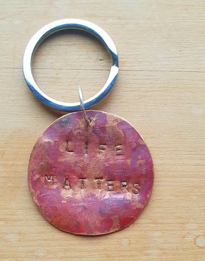 Handmade copper disk key ring Fundraiser Life Matters Suicide Prevention Trust-keyrings-HYDRO SURF