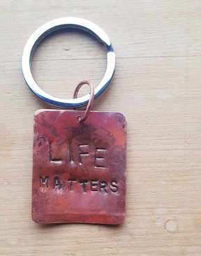 Handmade copper Tag  koru pattern keyring Fundraiser Life Matters Trust -keyrings-HYDRO SURF