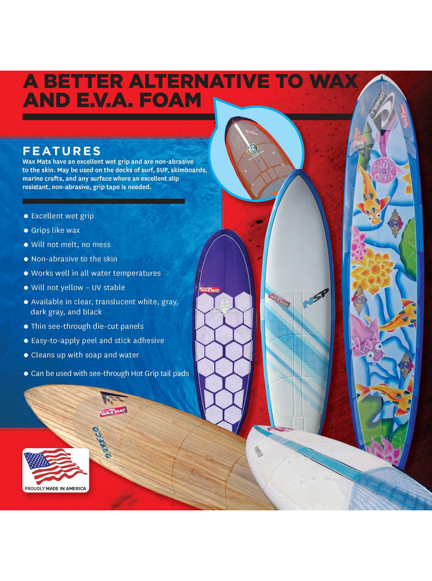 Wax Mat Clear Grip Kit for Funboard Surfboards Surf Co Hawaii Hydro Surf Shop Dunedin, New