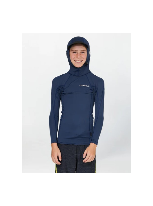Oneill Boy's TRVLR Long Sleeve Hooded Rash Vest - Slate