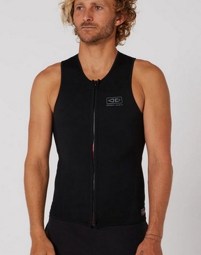 O&E Double Black Sleeveless Frontzip Front Paddle Vest 1.5mm -wetsuits-HYDRO SURF