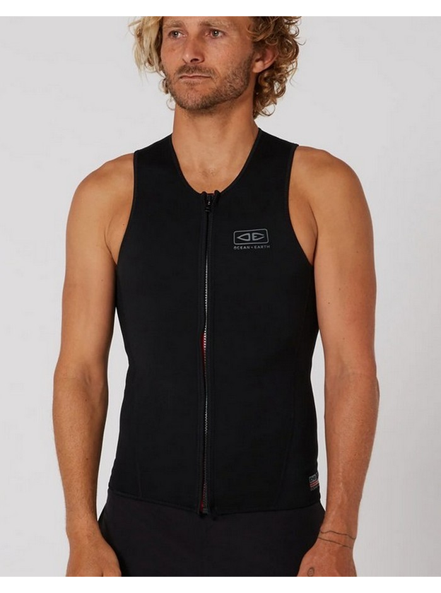 O&E Double Black Sleeveless Frontzip Front Paddle Vest 1.5mm 